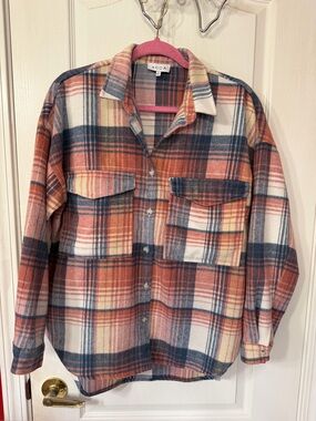 ACOA Men's Orange & Navy Plaid Button-Down Shirt